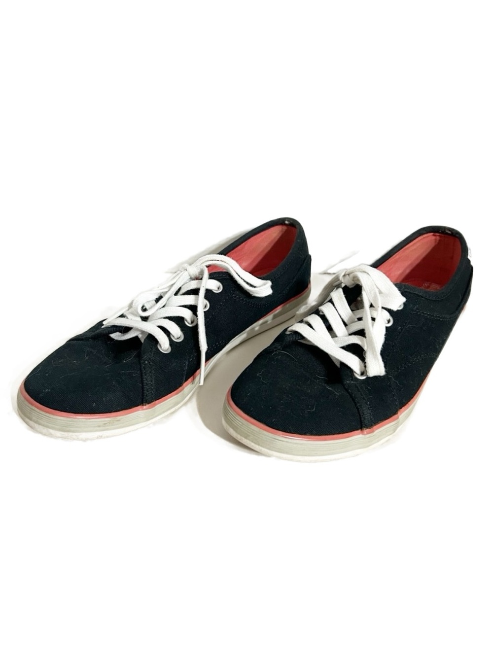 Keds Black Canvas Lace-Up Sneakers Red & Gray Trim Women’s Size 7.5 Casual Shoes